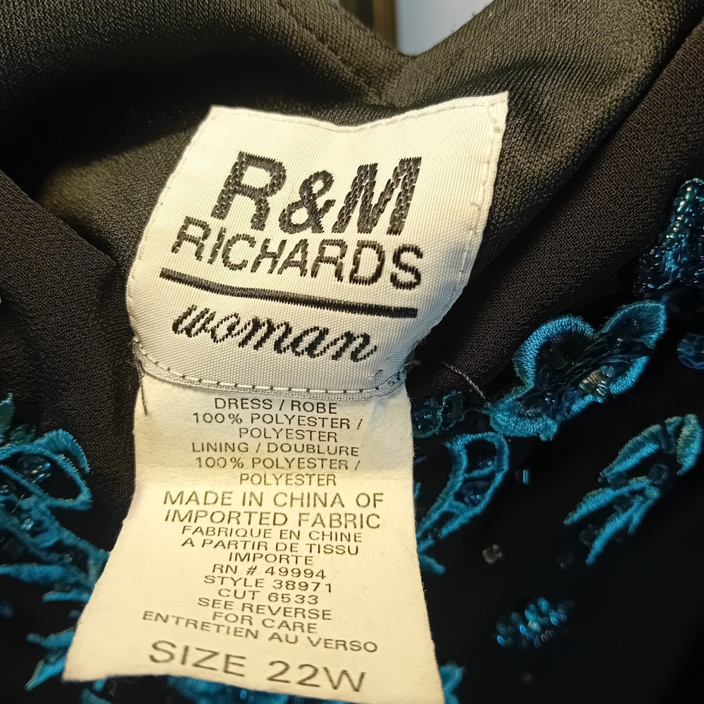 Vintage 90s R&M Richards Plus Size Cocktail Dress Formal Floral Embroidered 22W - Picture 16 of 16